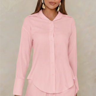 Conjunto Camisa e Shorts LC Rosa em Viscose